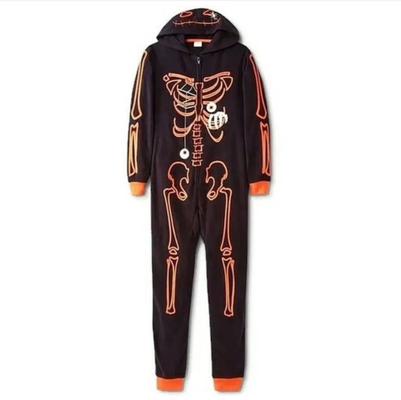 Cat & Jack Fleece Skeleton Spider Zip Up Sleepsuit Sleeper Onesie PJ M NWT New - Picture 1 of 5